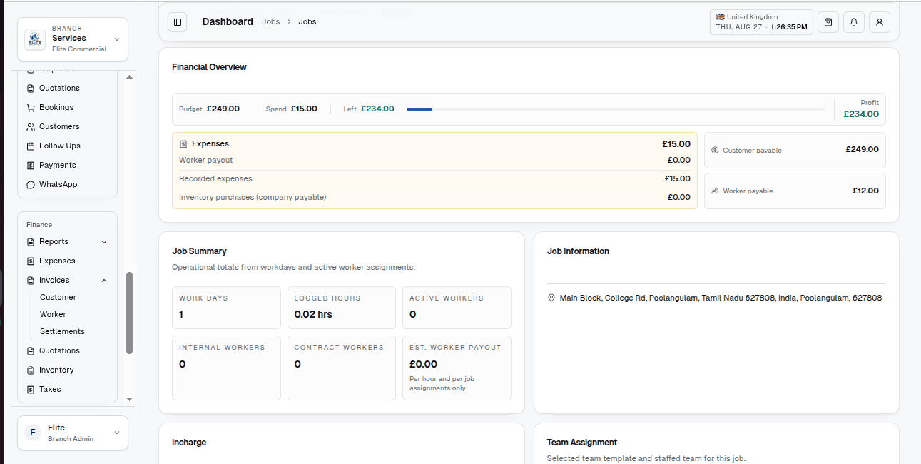 Logging a job expense in FacilityPro